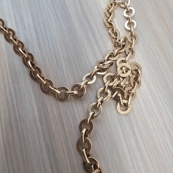 70s Vintage Crocodile Shoulder Clasp Bag Gold Chain...
